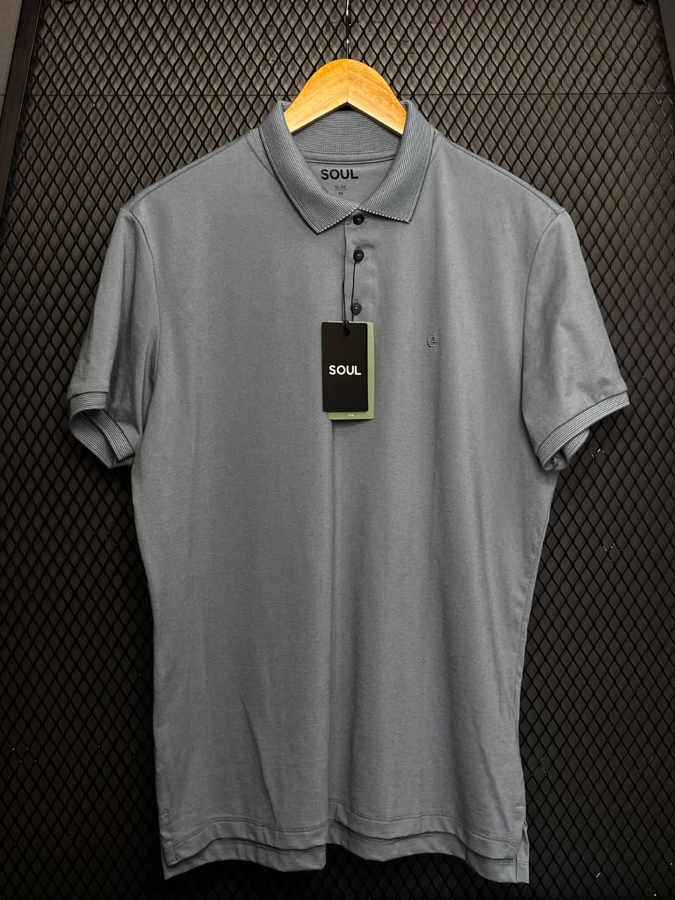 POLO SOUL SLIM FALSO LISO AZUL CLARO M