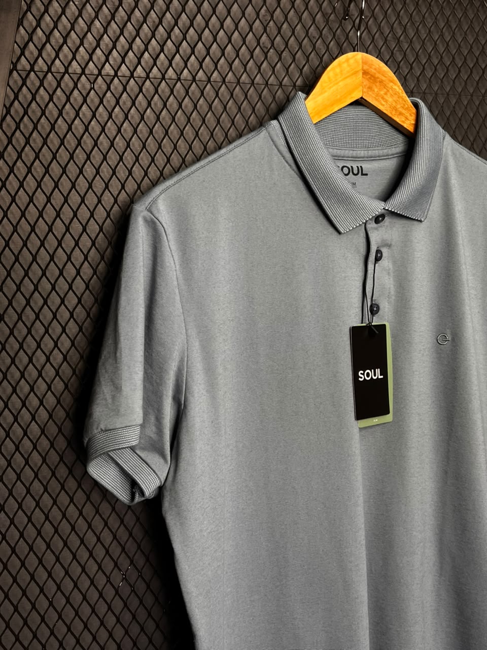 POLO SOUL SLIM FALSO LISO AZUL CLARO M - Imagem 2