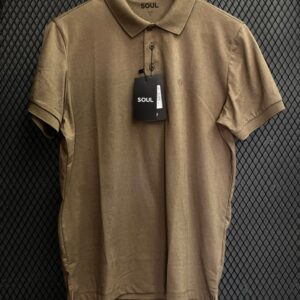 POLO SOUL SLIM FALSO LISO BEGE ESCURO GG