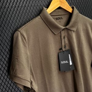 POLO SOUL SLIM FALSO LISO BEGE ESCURO P