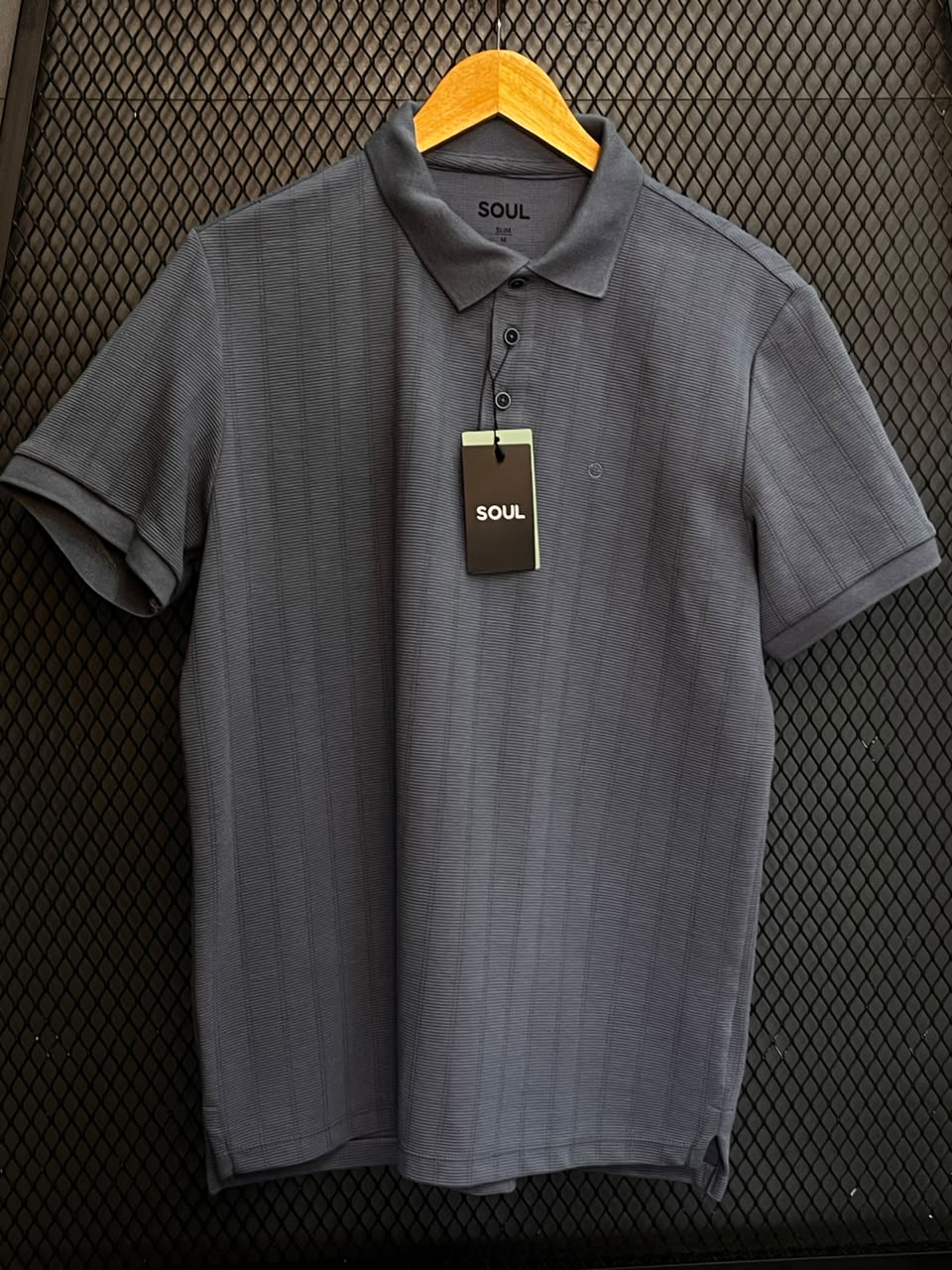POLO SOUL SLIM MALHA TRABALHADA AZUL NAUTICO G - Imagem 2