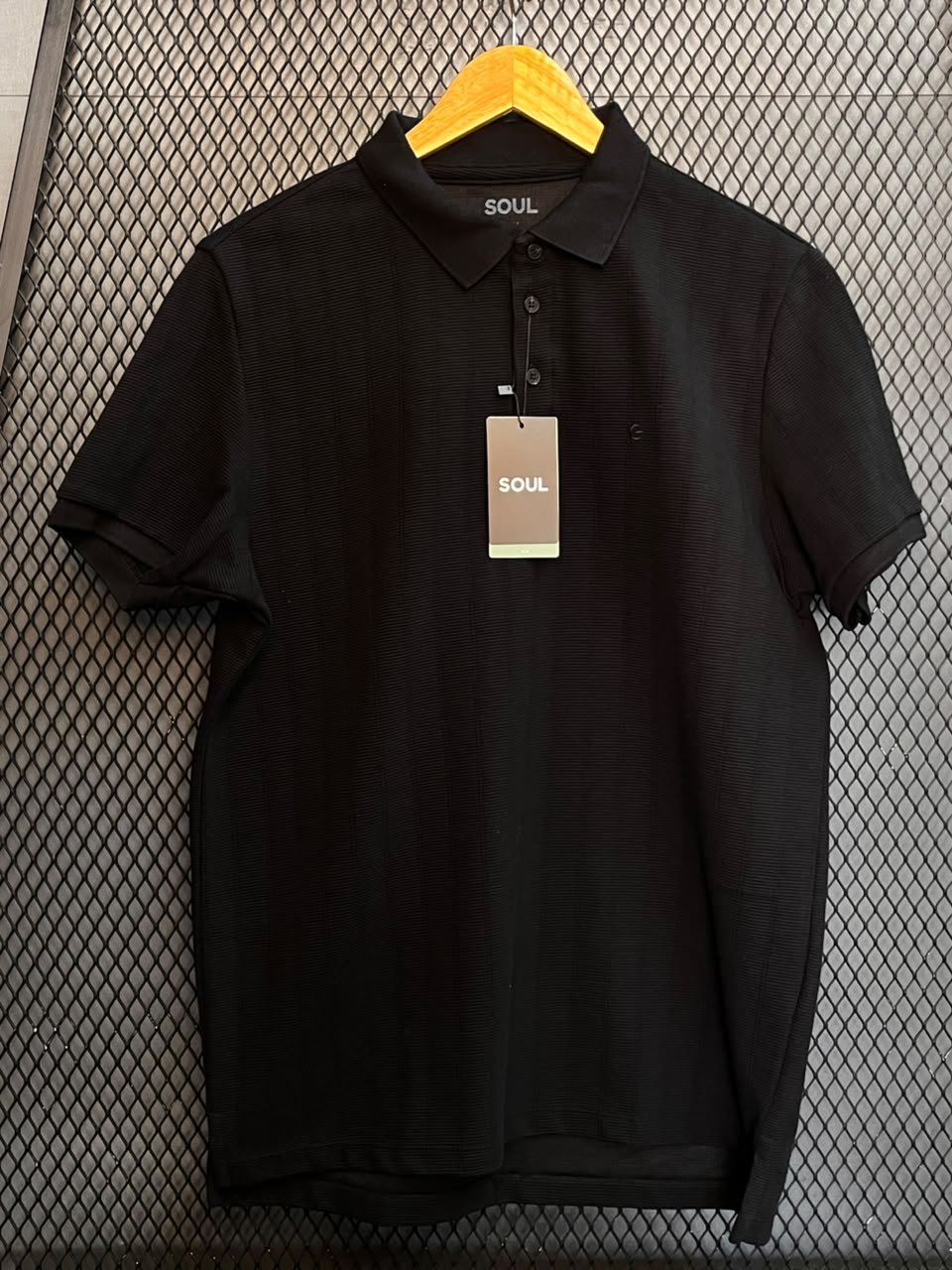 POLO SOUL SLIM MALHA TRABALHADA PRETO M